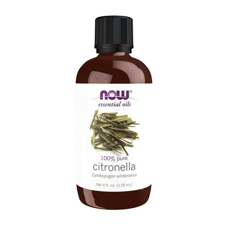 NOW Essential Oils, Citronella Oil, Freshening Aromatherapy Scent, Steam Distilled, 100% Pure, Vegan, Child Resistant Cap, 4-Ounce