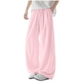 thumbnail image 2 of THDHVS Pants for Men,Mens Pants Casual,Solid Color Wide Leg Lounge Pants Fashion Viscose Draped Comfortable Pink, 2 of 5