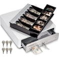 thumbnail image 1 of - Cajón electrónico de caja registradora de 14 pulgadas para de punto de venta (POS) con quinas redondas, panel frontal de acero inoxidable, totalmente extraíble de 2 nivel, 4, 1 of 5