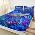 thumbnail image 3 of Manfei Kawaii Ocean Trutle Full Size Sheets,Colorful Undersea Animal Bed Sheets,Multicolor Coral Sheet Sets For Teens,Ultra Soft Home Decor,4pcs, 3 of 7
