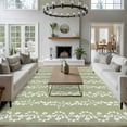 thumbnail image 3 of Sage Green Spring Leaves Area Rugs 5'x7', Small Throw Rugs for Laundry Room Playroom, Pastoral Botanical Striped Flowers Indoor Outdoor Rug Non-Slip Low Pile Carpet Runner Reversible Floor Mats, 3 of 8