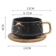 thumbnail image 2 of Tazas de espresso de porcelana fina, tazas de espresso de mármol, 300 ml, base de madera para sostener la taza, incrustadas en una caja de regalo, complementan todas las decoraciones de estilo, 2 of 6