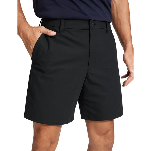 Shorts CRZ YOGA para Hombre de Golf, Livianos, Elásticos, Negros de 7"