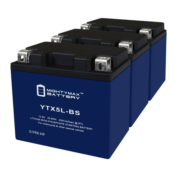 YTX5L-BS Lithium Replacement Battery Compatible with CYTX5L-BS Motorcycle - 3 Pack