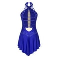 thumbnail image 4 of YONGHS Women's Figure Skating Dress Glittery Rhinestone Halter Strappy Back Ballet Dance Leotard Blue XXL, 4 of 7