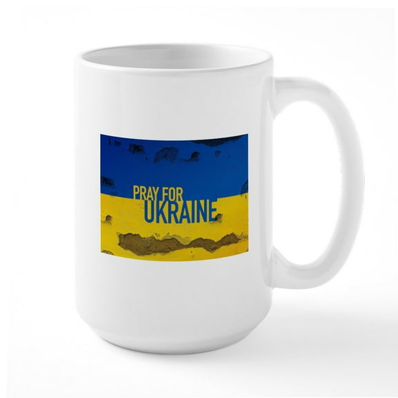 CafePress - Pray For Ukraine Sweatshirt, Stand With Ukrai Mugs - 15 oz Ceramic Large White Novelty Mug
