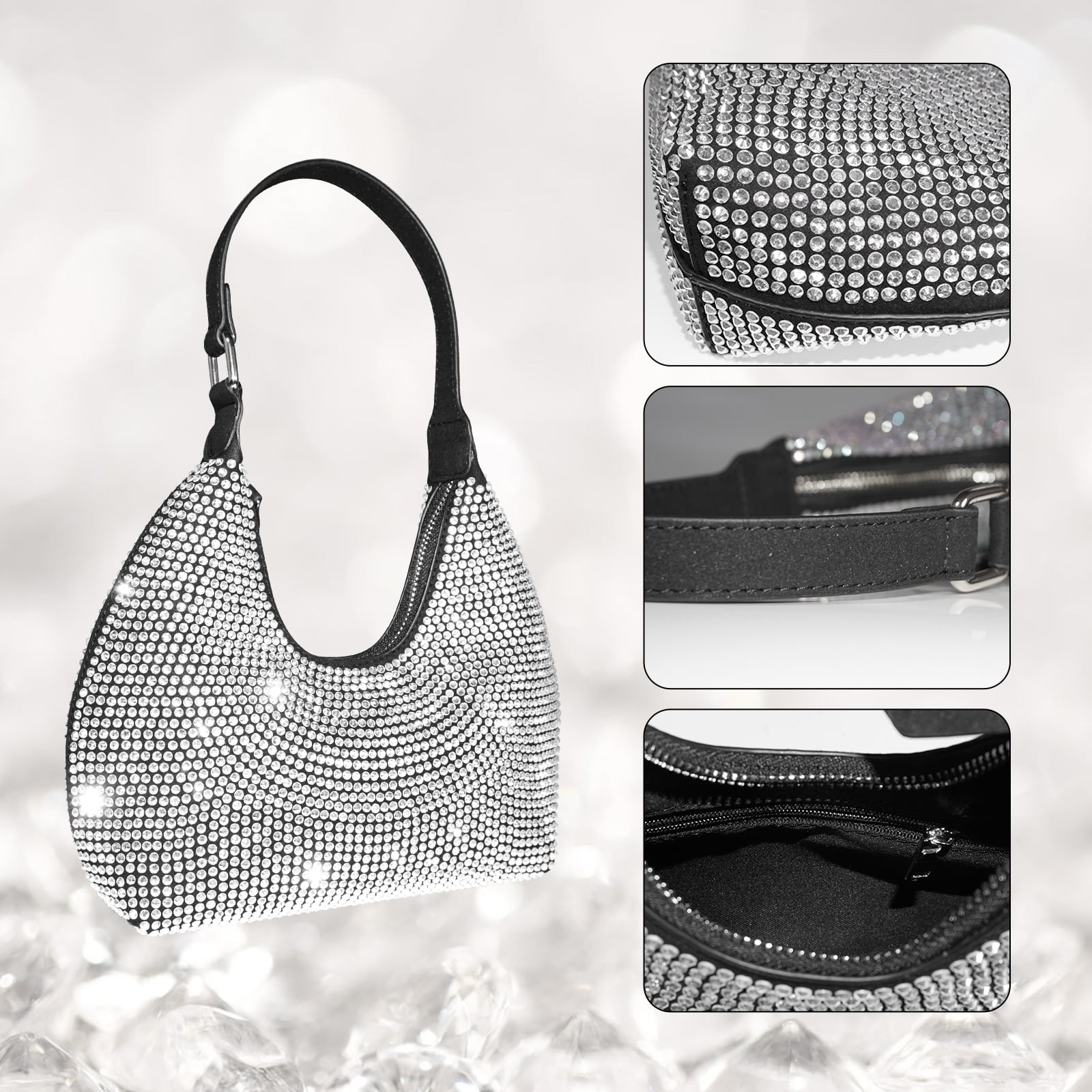 Luxury Velvet Evening Bag Elegant Rhinestone Decor Clutch - Temu