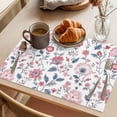thumbnail image 3 of Cherry Blossoms Placemats Set of 8 Pink Flower Blue Leaf Garden Wildflower Place Mats Indoor Wipeable Table Mats Washable Cloth Dining Table Placemats for Kitchen Holiday Party Home Decor 13x19 Inch, 3 of 9