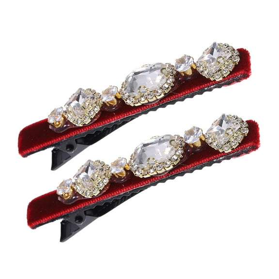 BESTYASH 2-Pack Decorative Hair Claws for Women, Comfortable Grip Black Hair Clips with Rhinestones for Special Events