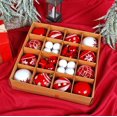 thumbnail image 3 of 44 Pcs Christmas Hanging Balls Ornaments Set for Xmas Tree Decorations, Shatterproof Plastic Decorative Holiday Wedding Party Supplies, Red+White, 3 of 9