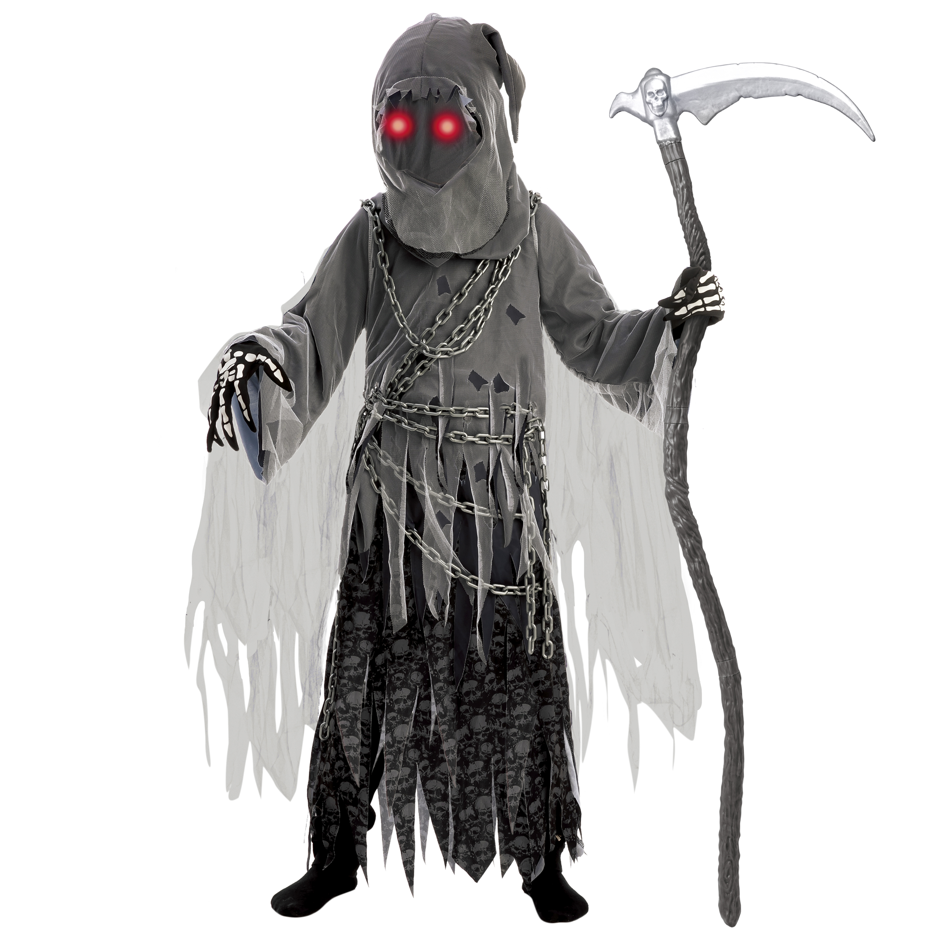 Joyfy Grim Reaper Costume for Kids with Glowing Eyes photo 3