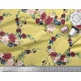 thumbnail image 2 of Soimoi Yellow Moss Georgette Fabric Ranunculus & Penoy Floral Print Fabric Prints By the Yard 44 Inch Wide, 2 of 3