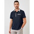 thumbnail image 6 of Demotime Men's Polo Shirts Casual Button-Down Shirts Short Sleeve Polo Shirts Navy Blue XL Contrast Turndown Collar T Shirts Golf Solid Classic Stylish Tops, 6 of 7