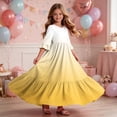 thumbnail image 6 of ersvoioy Girls Summer Party Dress Gradient Print Ruffle Cap Sleeve Round Neck A-Line Flowy Hem Sundress 4-14 Years, 6 of 7