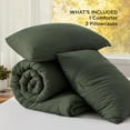 thumbnail image 6 of King Size Comforter Set, Dark Green Soft Prewashed Bed Comforter for All Seasons, 3 Pieces Warm Bedding Sets, 1 Lightweight Comforter (104"x90") and 2 Pillowcases (20"x36"), 6 of 7