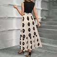 thumbnail image 5 of HAJWOH Summer Dresses for Women Elegantes Sleeveless Flowy Print Church Dresses Casual Long Dresses with Belt Y2k Formal Dresses Beige M, 5 of 5