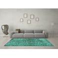 thumbnail image 3 of Ahgly Company Indoor Square Abstract Turquoise Blue Modern Area Rugs, 6' Square, 3 of 4