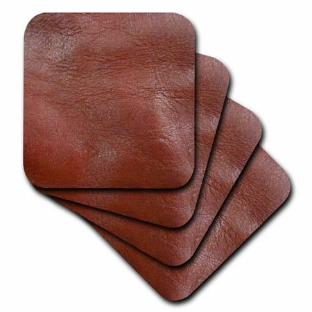 3dRose Vintage Rust Leather Like, Soft Coasters, set of 4