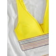 thumbnail image 5 of Women Tummy Control Swimsuits Color Block Two Piece Drawstring Bathing Suit Yellow M, 5 of 7