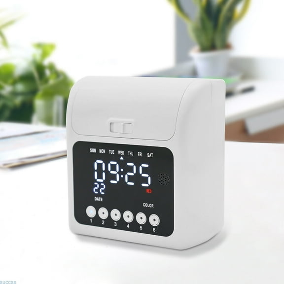 Miumaeov Employee Attendance Punch Time Clock Payroll Recorder Machine with 50 Cards LCD Display for Small Businesses