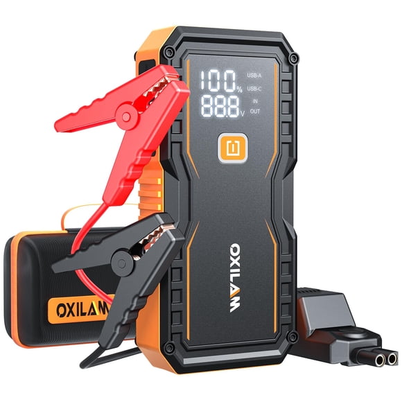 Jump Starter OXILAM 6000A para todo tipo de gasolina y diésel de 12 litros con cargador