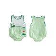thumbnail image 2 of Cenuakty Infant Baby Girl Boy Romper Sleeveless Crew Neck Golf Themed Embroidery Striped Print Jumpsuit, 2 of 8