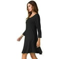 thumbnail image 5 of YouLoveIt Women's Long Sleeve T Shirt Dresses Knee Length Casual Swing Dress Plain Simple Women Mini Dress, Black/Green Color, 5 of 8