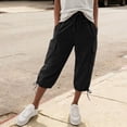 thumbnail image 2 of Womens Capris with Pockets Loose Fit Casual Capri Pants Dressy Lightweight Ladies Baggy Cargo Pants for Hiking by Yigetop Black L, 2 of 6