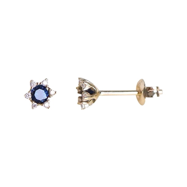 S925 Plateado Oro Azul Espinela Pendientes Mujeres Estilo Japonés Temperamento Todo Brillante Pendientes de Circonio