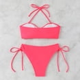 thumbnail image 3 of Bathing Suit for Women Halter Ring Linked Tie Side Bikini Sets Two Piece Swimsuit (Pink,M), 3 of 6