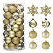 Valery Madelyn Christmas Tree AIF4Decorations Set, 50ct Gold Shatterproof Christmas Ball Ornaments Bulk, 2.36 Inches Hanging Ornaments for Xmas 4th of July Memorial Day Spring Summer Holiday