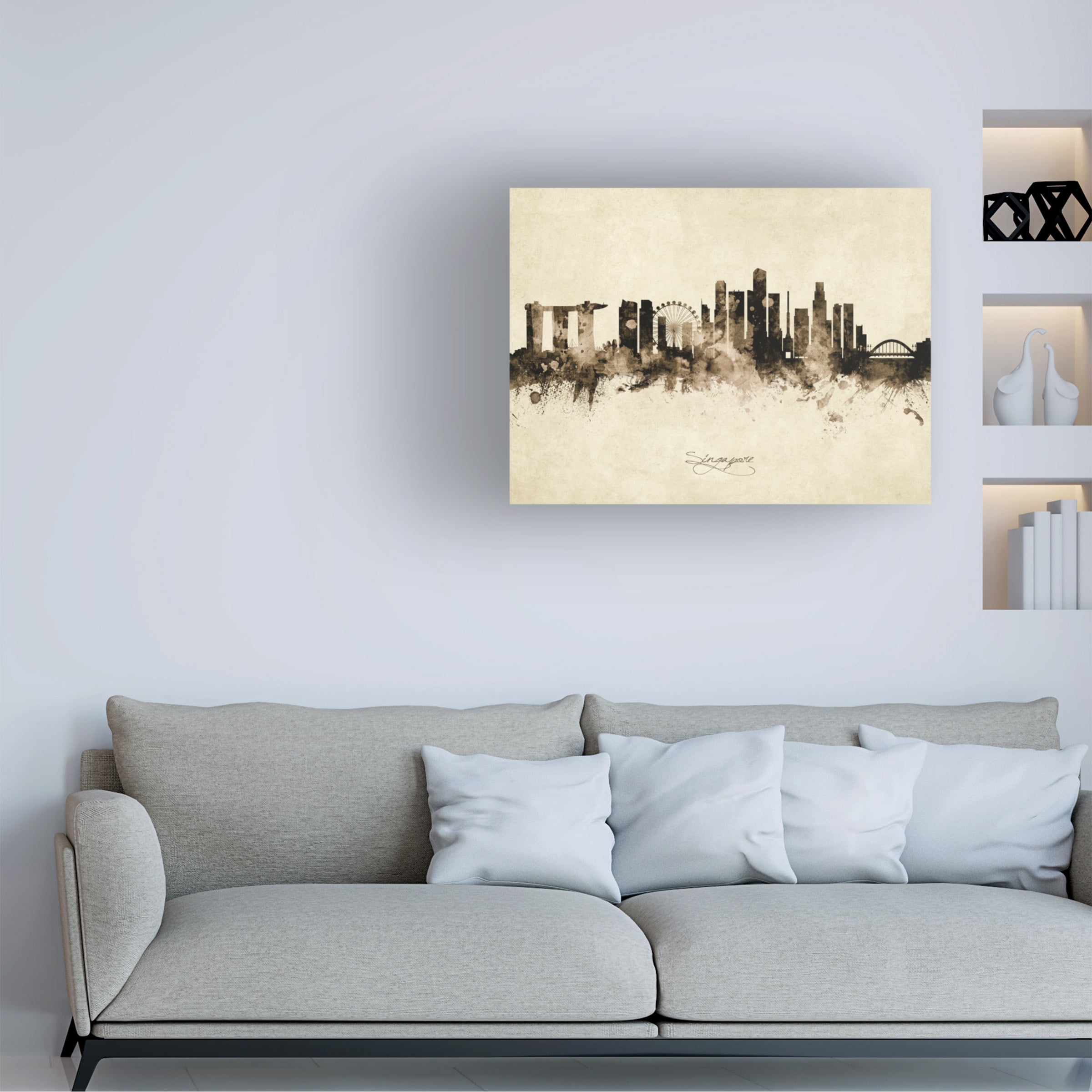 Michael Tompsett 'Singapore Skyline Vintage' Canvas Art