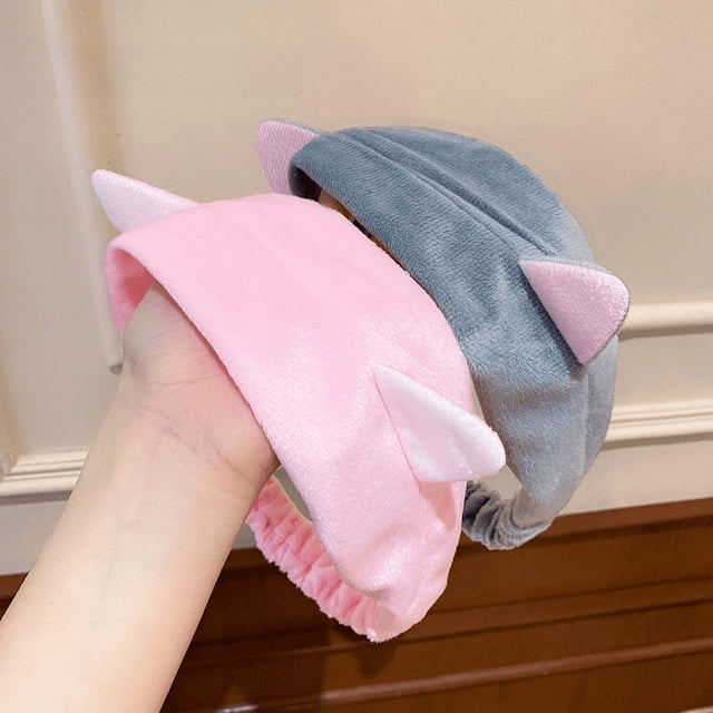 Banda para el cabello con orejas de gato y estilo coreano para mujer, bonita diadema para el cabello con maquillaje y lavado facial, venta al por mayor