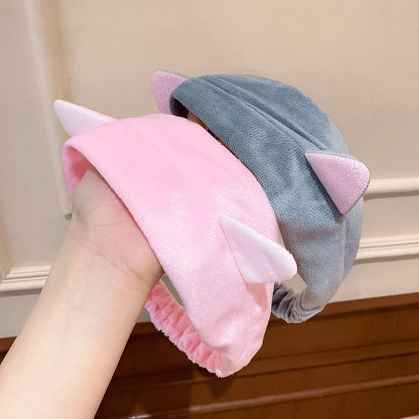 Banda para el cabello con orejas de gato y estilo coreano para mujer, bonita diadema para el cabello con maquillaje y lavado facial, venta al por mayor