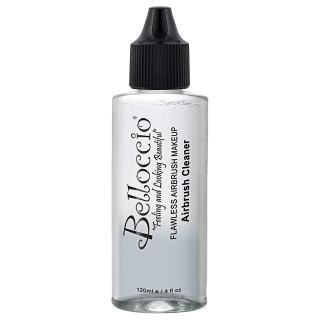 Botella de 4 onzas de limpiador de aerógrafo de maquillaje Belloccio – Solución de limpieza de acción rápida que limpia rápidamente el aerógrafo, base de maquillaje, resaltador de rubor, pintura cosmé