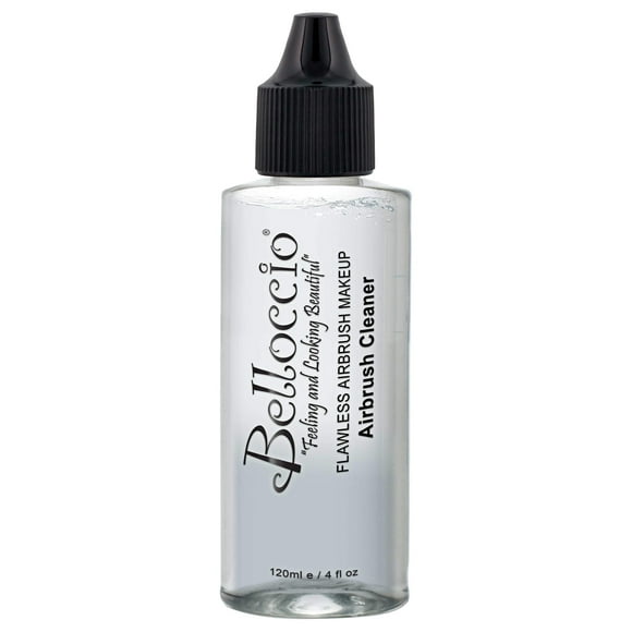 4 Ounce Bottle Of Belloccio Makeup Airbrush Cleaner - Fast Acting Cleaning Solution Quickly Cleans Flushes Out Airbrush Makeup Foundation Blush Highlighter - Clean Cosmetic Makeup Brushes Paint