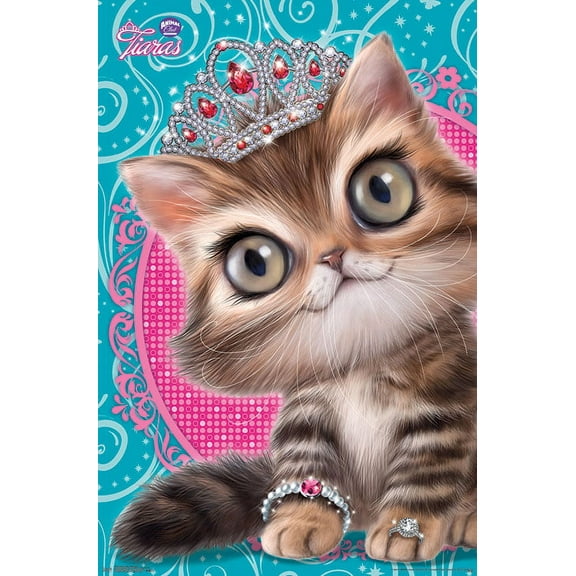 Animal Club - Kitten in a Tiara Wall Poster, 22.375" x 34"