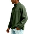 thumbnail image 4 of Qwertyu Long Sleeve Waffle Shirts for Men Mokaloha Knit Textured Golf Sweatshirts Lightweight Plain Basic Workout Polo Shirts Army Green S, 4 of 6