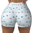 thumbnail image 2 of Lsque Rabbit In The Rain Pattern High Waisted Biker Shorts for Women-Tummy Control Fitness Athletic Workout Running Yoga Gym Shorts,Moisture-Wicking-X-Large, 2 of 9