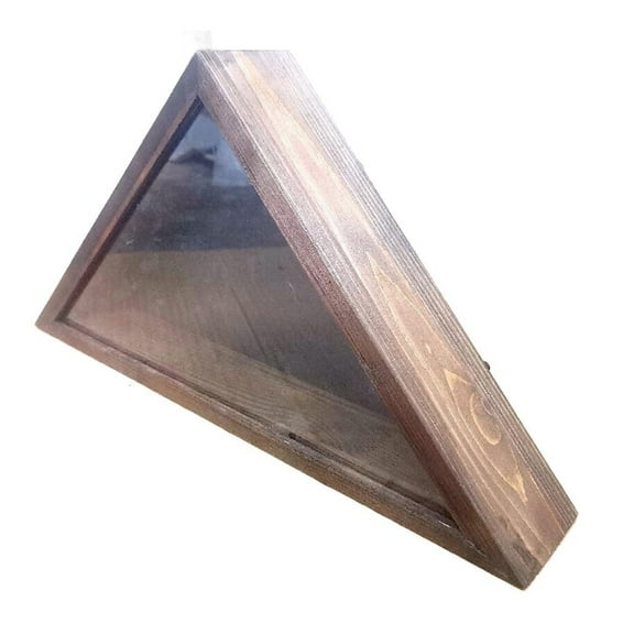 Wood Triangular Flag Display Case with Glass Front for Home or Office Decors