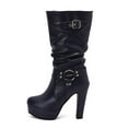 thumbnail image 6 of Mostsola Boots for Women Platform Heeled Mid Calf Punk Boots Pull on Wide Calf Tall Boots, 6 of 9