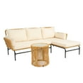 thumbnail image 5 of 4 Piece L-Shaped Patio Wicker Outdoor 5-Seater Sectional Sofa Seating Group Conversation Sets, Beige, 5 of 6