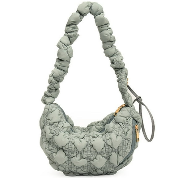 Puffer Tote Bag for Women Puffer Bag Lightweight Padding Shoulder Bag puffer hobo handbag 2023 cloud pleated quilted bag - grey