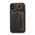 thumbnail image 7 of for iPhone X/XS PU Leather Case, Card Slots and Zipper Pocket Kickstand, Classic Protective Shockproof Lightweight Ultra Slim lip Case Finger Ring Wrist Strap for iPhone X/XS, Black, 7 of 7