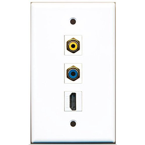 RiteAV - 1 Port HDMI and 1 Port RCA Yellow and 1 Port RCA Blue Wall Plate