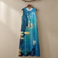 thumbnail image 6 of Jiueut Crane Bird Watercolor Mountain Print Summer Dresses for Women Flowy Casual Midi Dress Beach Vacation Sundresses with Pockets Round Neck Sleeveless Breathable Loose Fit Resort Wear, L, 6 of 7