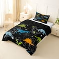 thumbnail image 2 of Homewish Kawaii Dinosaur Twin Comforter Sets,Cartoon Animal Bedding Set,Black,Black Reversible,2 Pieces,1 Comforter and 1 Pillowcase, 2 of 7