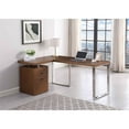 thumbnail image 2 of Milan Reversible Walnut Wooden Home Office Desk with 3-Drawer Cabinet, 2 of 3