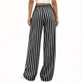 thumbnail image 2 of Bbyeadc Palazzo Pants for Women Drawstring Striped Loose Wide Leg Trousers Casual Pants Comfy Lounge Pants with Pockets,Black (XL), 2 of 6