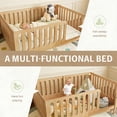 thumbnail image 3 of Bellemave Full Size Montessori Floor Bed, Solid Wood Floor Bed Frame with Fence Railings & Door, Full Playhouse Bed Frame Easy to Assembly,Natural, 3 of 8